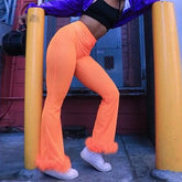 Tangerine Dream Mesh Fur Bell Bottoms | Rave Set