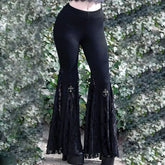 Dark Goth Streetwear Wide Flare Pants_Front View