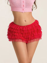 Crimson Kiss Layered Shorts | Rave Set