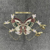 Butterfly Crystal Chain Crop Top for Women Wine Red | Rave Set