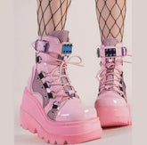 Bold Edge Platform Boots for Women Pink | Rave Set