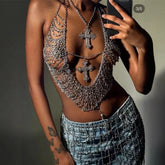 Celestial Cross Cascade Chain Top | Rave Set