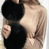 Faux Fur Wrist Cuffs for Women Black | Rave Set
