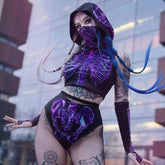 Electric Bones Purple Crop & Shorts Set | Rave Sets