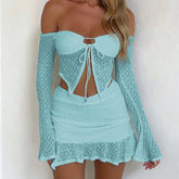 Blue Oasis Women’s 2pc Knit Skirt Set | Rave Set