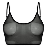 See Through Crop Top for Women Black _Front View