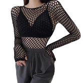 Dark Aura Crew Neck Sheer Top for Women | Rave Set
