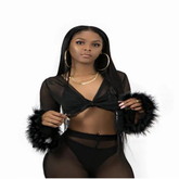 Women’s Sheer Long Sleeve and Pants Set Black | Rave Set