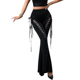 High Waist Retro Flare Street Pants_Front View