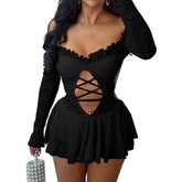 Forever In Love Black Lace Mini Dress | Rave Set