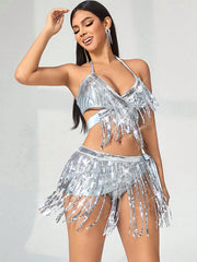 Silver Drift Fringe Women’s Set | Rave Set
