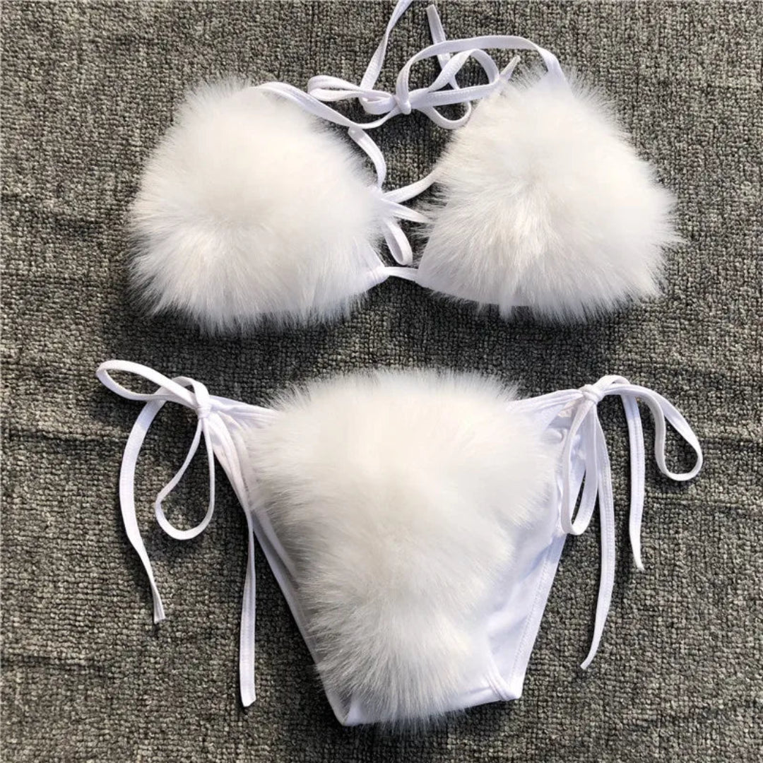 Snow Kiss Women’s Faux Fur Bikini Set | Rave Set