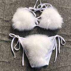 Snow Kiss Women’s Faux Fur Bikini Set | Rave Set