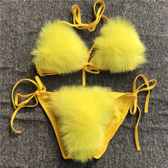 Sunny Muse Women’s Faux Fur Bikini Set | Rave Set