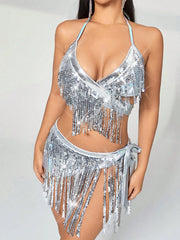 Silver Drift Fringe Women’s Set | Rave Set