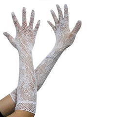 Elegant Lace Elbow Length Party Gloves White | Rave Set