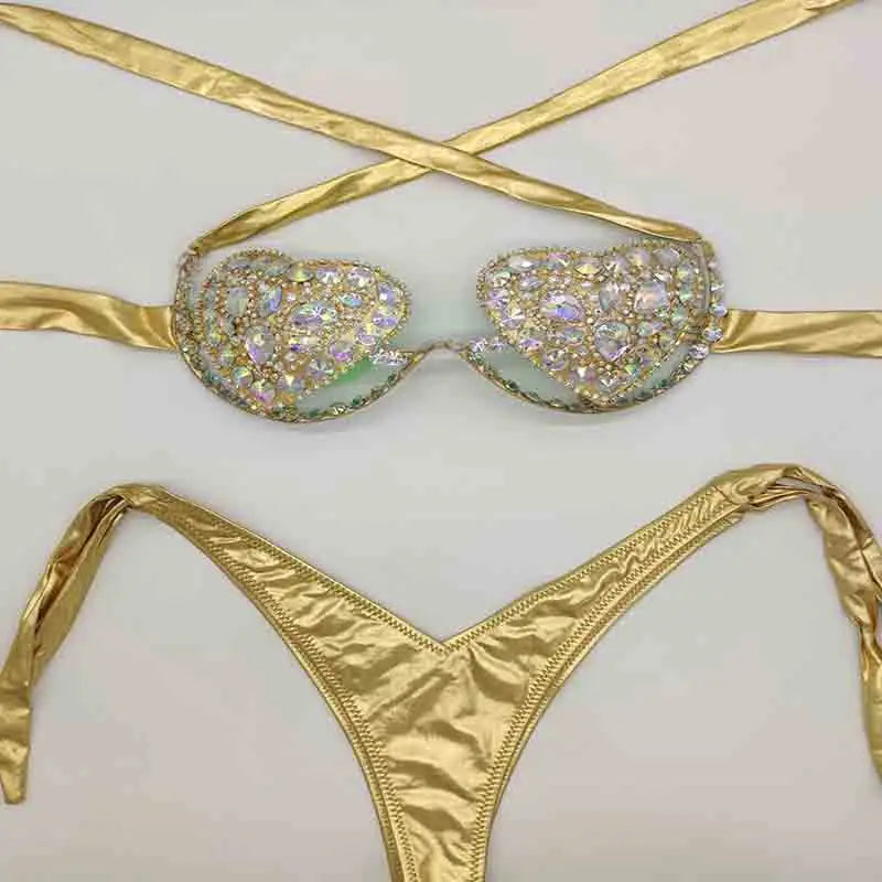 Golden Diamond Women's Dazzling Bikini Set | Rave Set