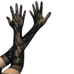 Elegant Lace Elbow Length Party Gloves Black | Rave Set