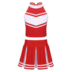Cheerleader Costume Uniform Outfit Red for Women_Front View