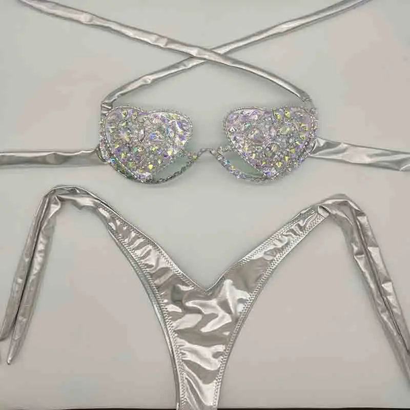 Silver Diamond Women's Dazzling Bikini Set | Rave Set