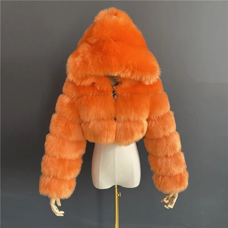 Tangerine Dream Faux Fur Hooded Jacket | Rave Set