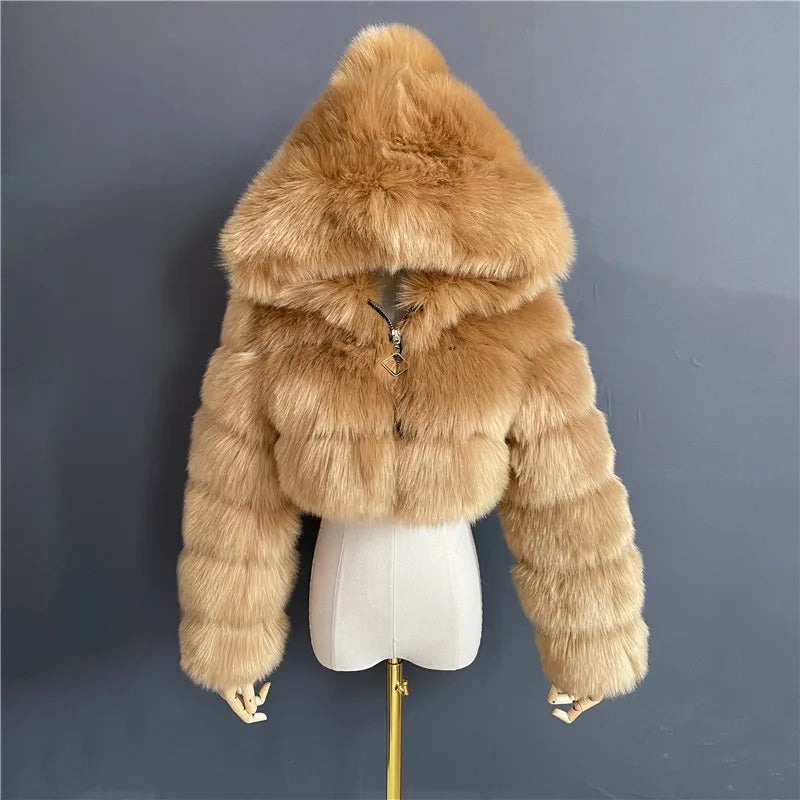 Honey Drip Faux Fur Hooded Jacket | Rave Set