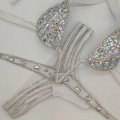 Sparkly White Rhinestone Women's Bikini Set | Rave Set