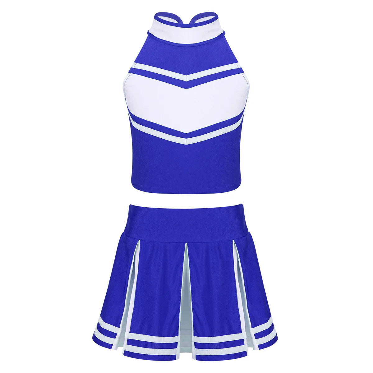 Cheerleader Costume Uniform Outfit Blue for Women_Front View