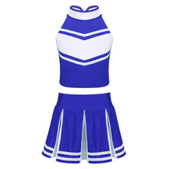 Cheerleader Costume Uniform Outfit Blue for Women_Front View
