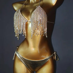 Golden Drip Women's 2Pc Crystal Bikini Set | Rave Set