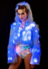 Lunar Glow LED Fur Coat | Rave Set