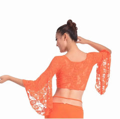 Sunset Bloom Sheer Bell Sleeve Top for Women | RaveSet