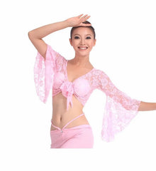 Pink Blossom Sheer Bell Sleeve Top for Women | RaveSet