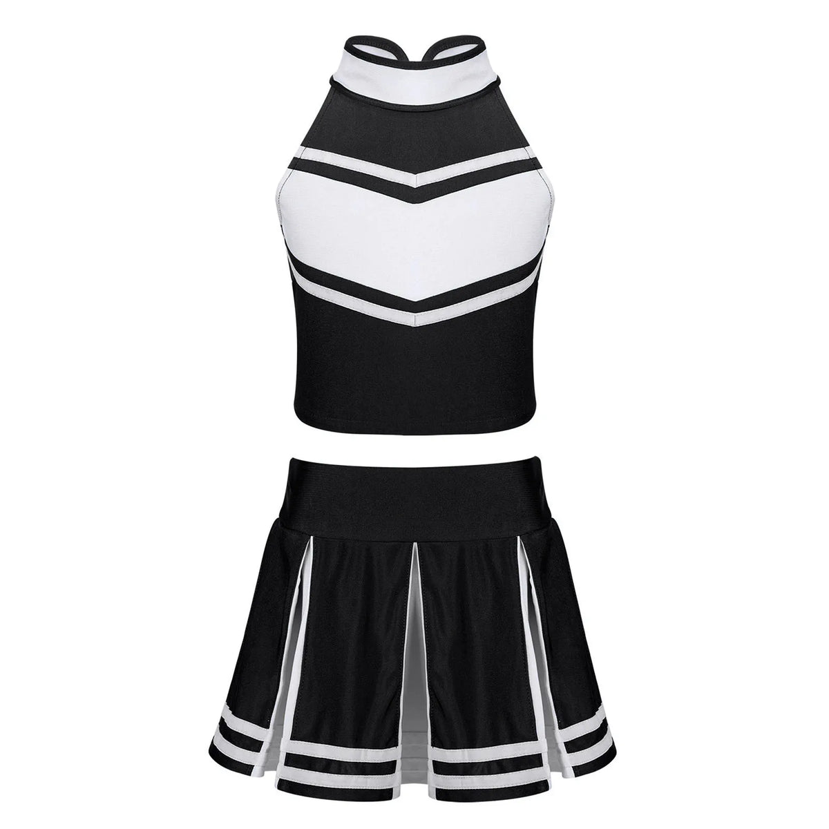 Cheerleader Costume Uniform Outfit Black for Women_Front View