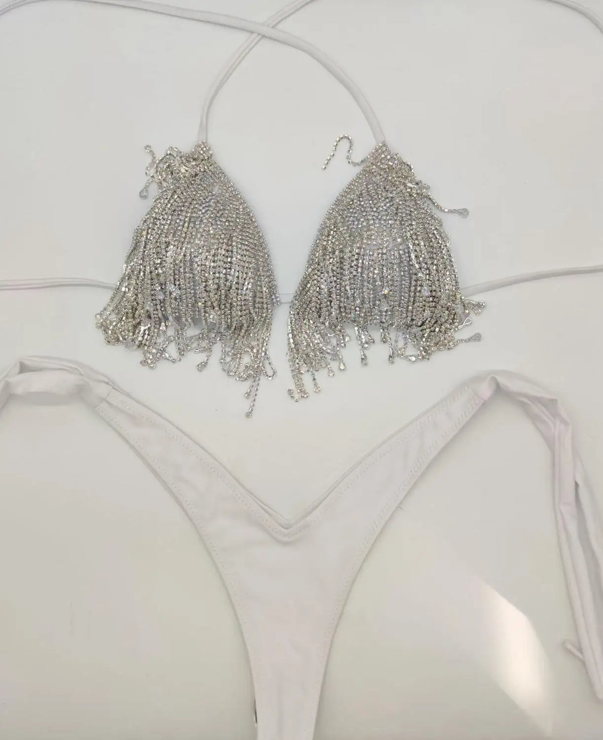 Crystal Drip Women's 2Pc White Bikini Set | Rave Set