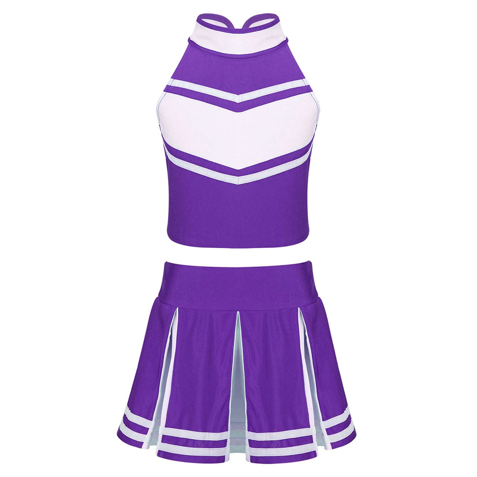 Cheerleader Costume Uniform Outfit Purple for Women_Front View