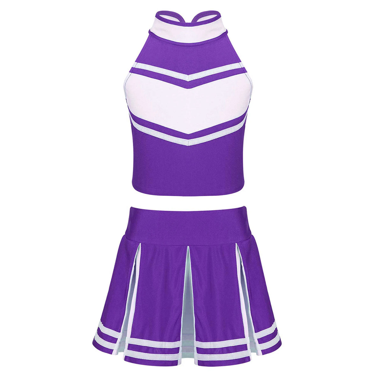 Cheerleader Costume Uniform Outfit Purple for Women_Front View