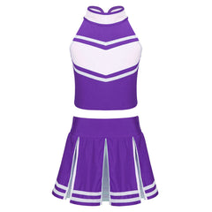 Cheerleader Costume Uniform Outfit Purple for Women_Front View