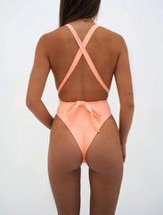 Peach Glow Women’s V-Cut One-Piece | Rave Set