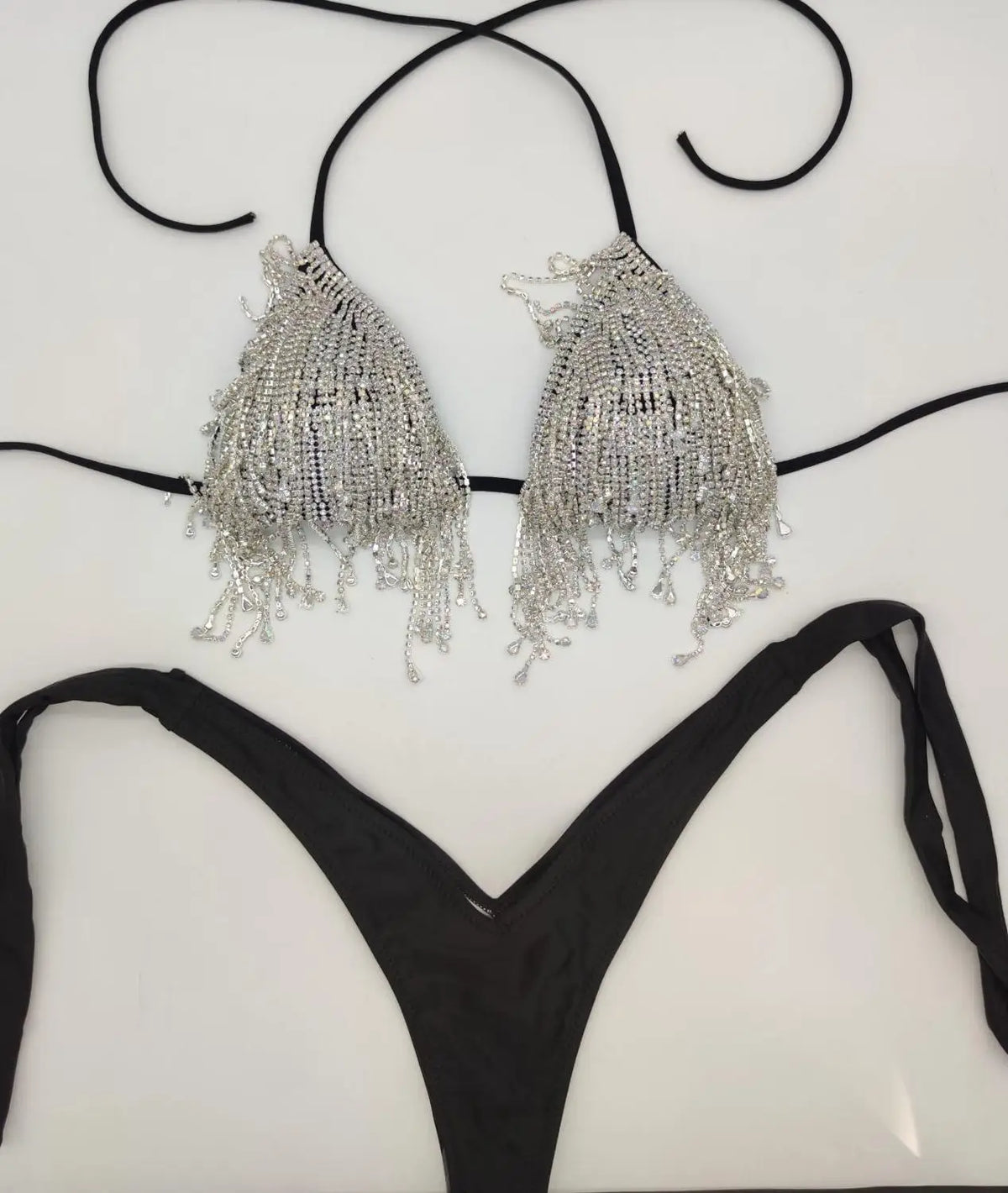 Crystal Drip Women's 2Pc Black Bikini Set | Rave Set
