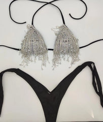 Crystal Drip Women's 2Pc Black Bikini Set | Rave Set