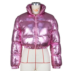 Pink Mirage Metallic Puffer Jacket | Rave Set