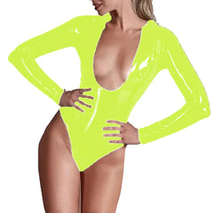 Neon Surge Women’s Glossy Bodysuit | Rave Set