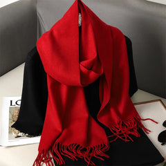 Women’s Warm Cotton Winter Scarf in Red_Front View