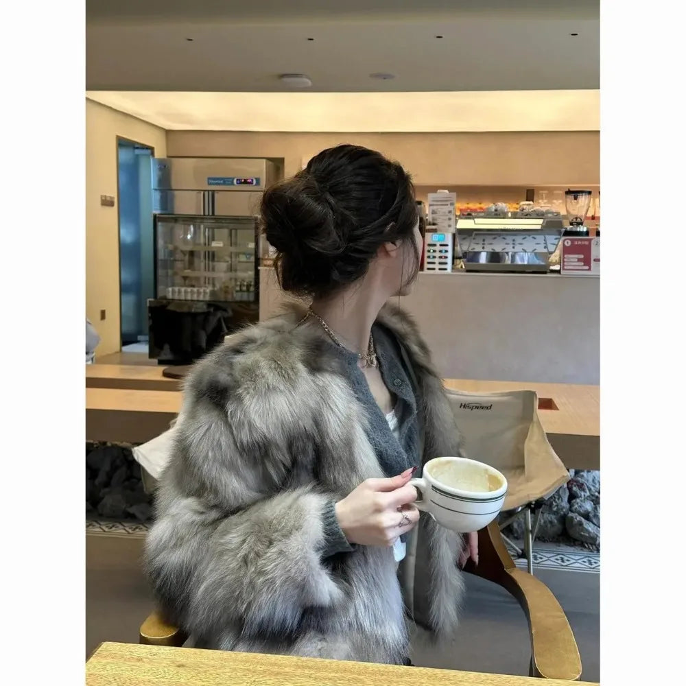 Soft Haven Women's Gray Faux Fur Jacket | Rave Set