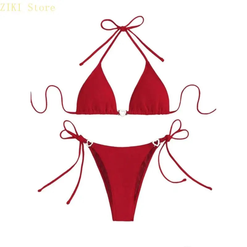Crimson Passion Women's Heart Ring Bikini Set