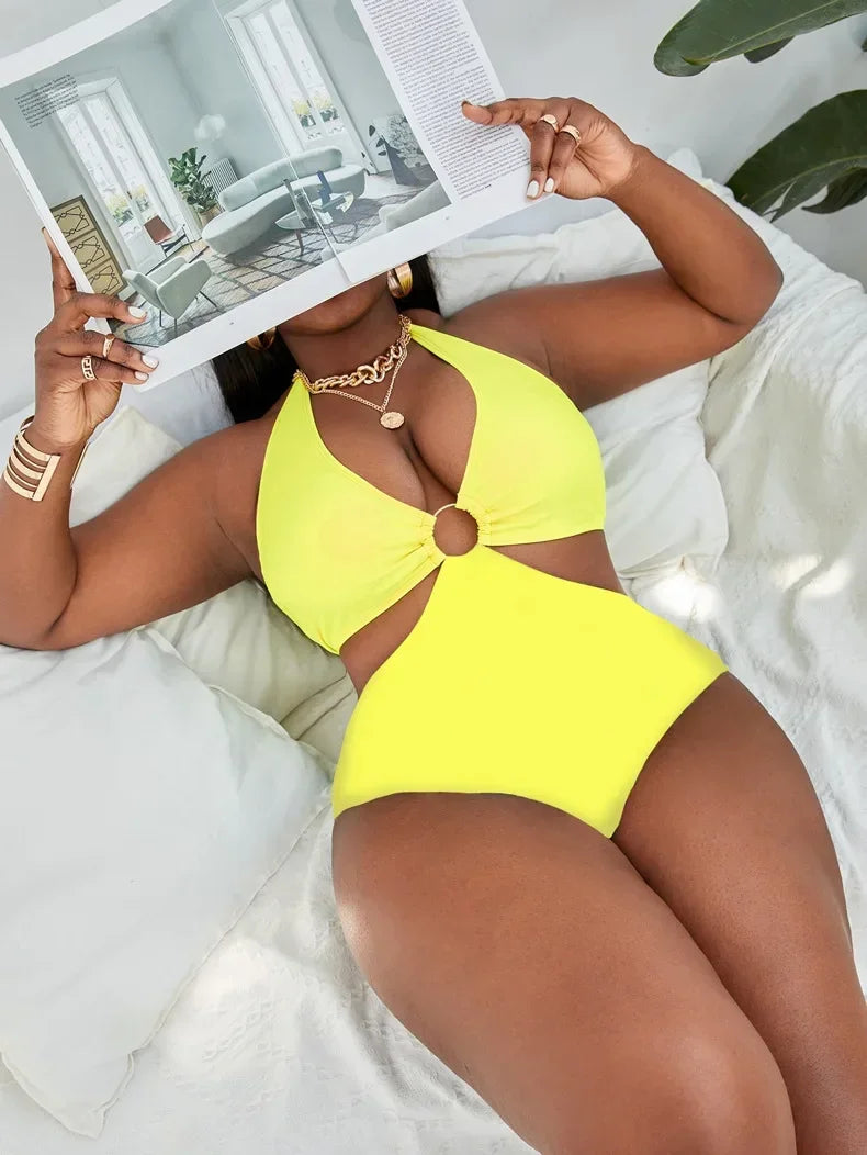 Yellow Wave Women’s O-Ring One-Piece | Rave Set