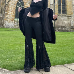 Dark Goth Streetwear Wide Flare Pants_Front