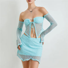 Blue Oasis Women’s 2pc Knit Skirt Set | Rave Set