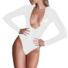 White Nova Women’s Glossy Bodysuit | Rave Set